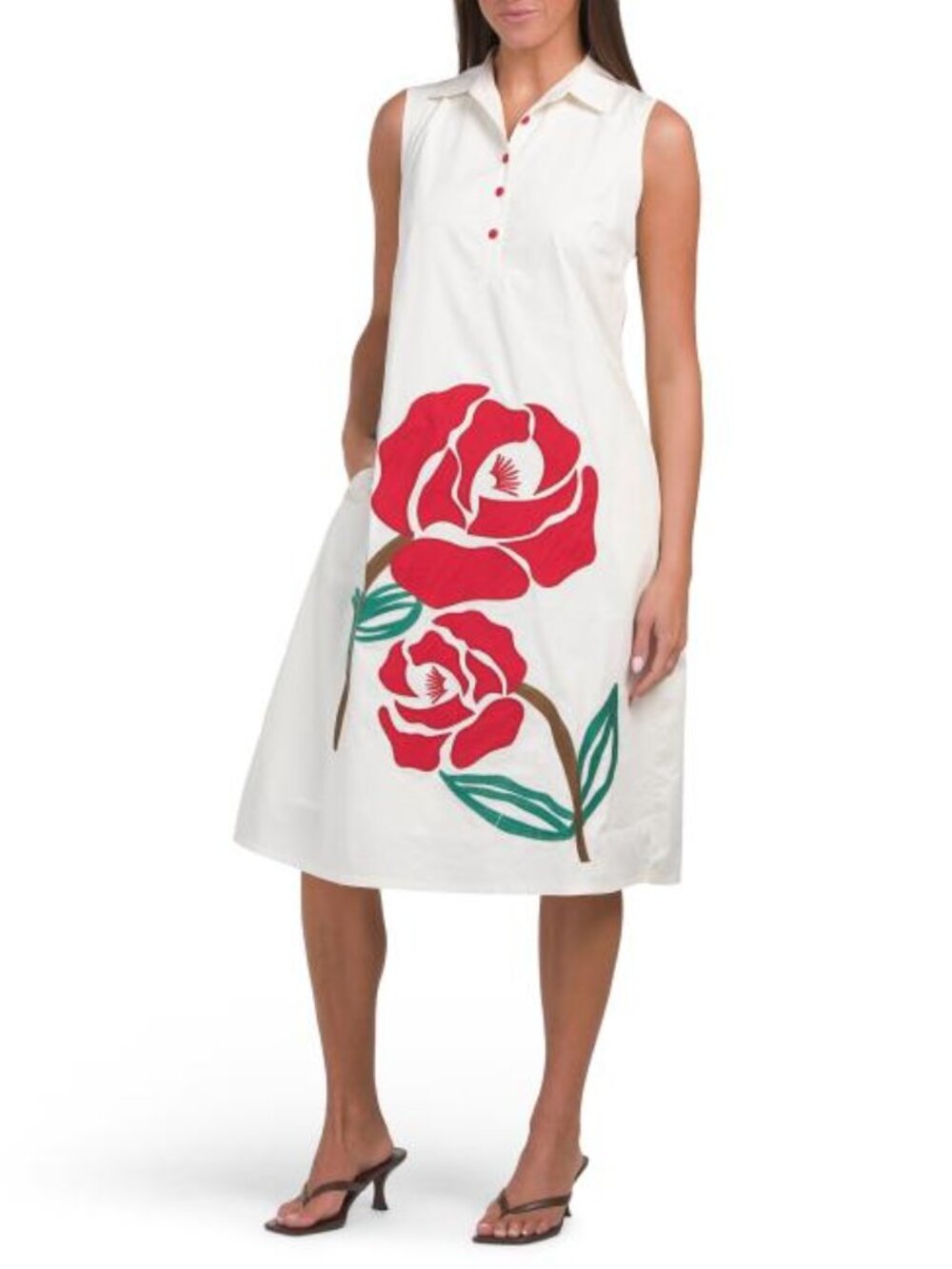 SOLITAIRE Sleeveless Floral Applique Dress